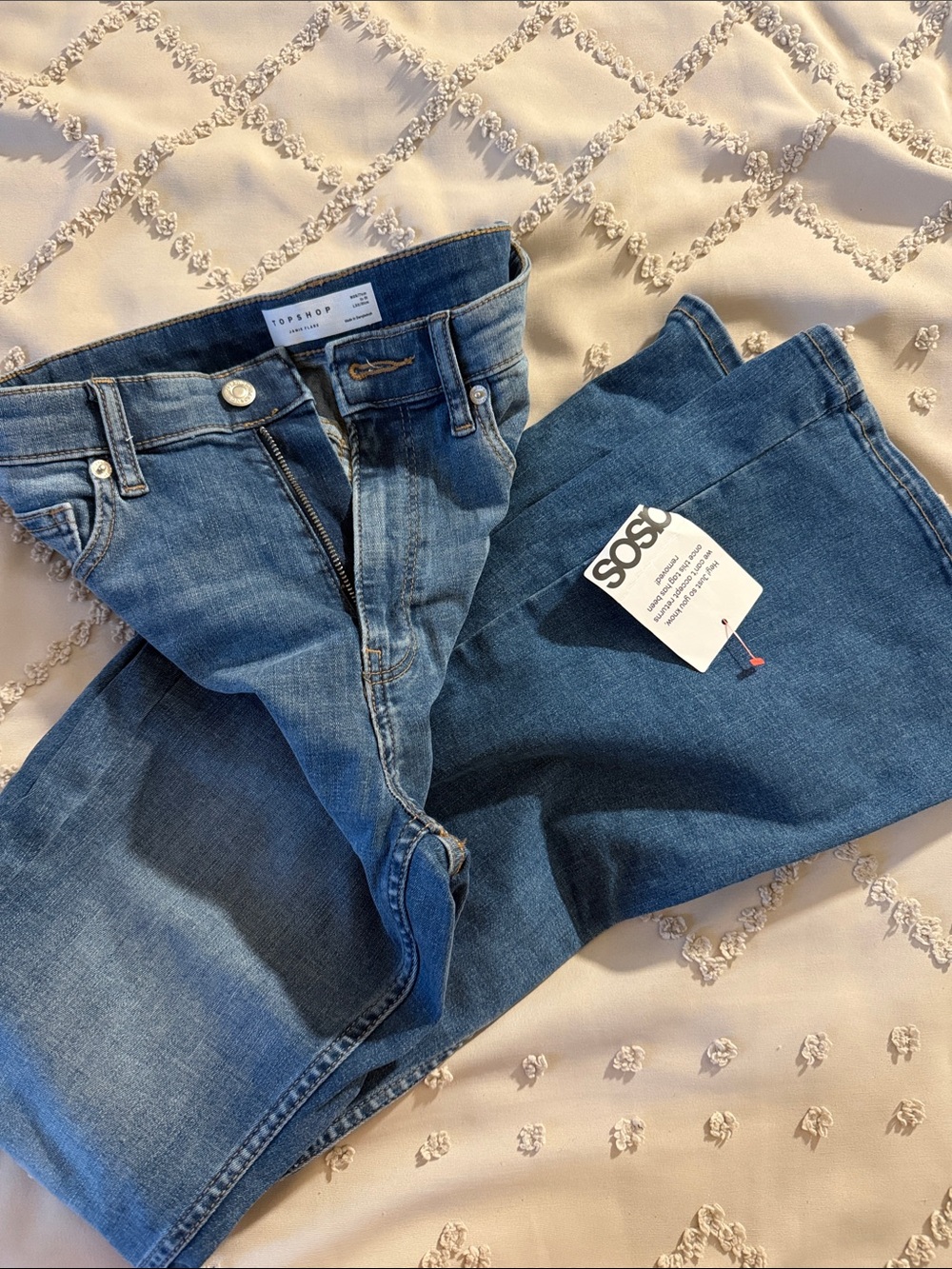 Topshop Medium Blue Denim Jamie Flare Jeans